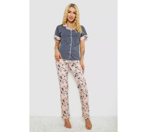 Женская пижама с принтом, цвет серый, 243R7100