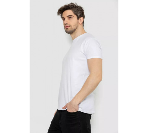 Футболка чоловіча однотонна базова, колір білий, 244R2404