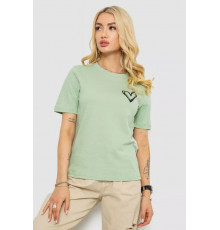 Жіноча футболка з принтом, колір оливковий, 241R128