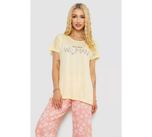 Піжама жіноча з принтом, колір жовтий, 243R7075