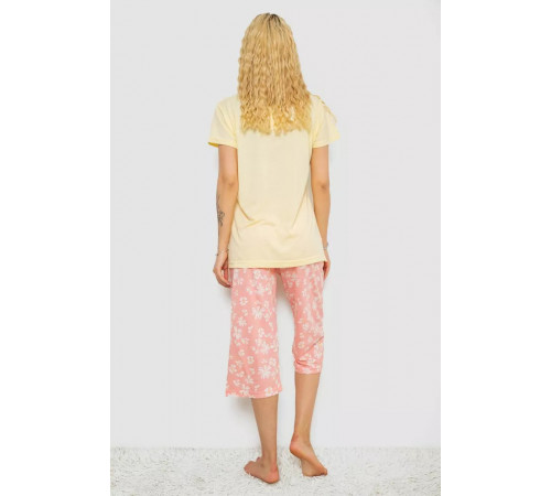 Піжама жіноча з принтом, колір жовтий, 243R7075
