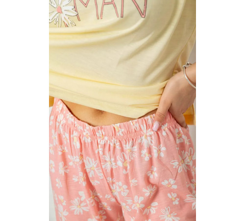 Піжама жіноча з принтом, колір жовтий, 243R7075