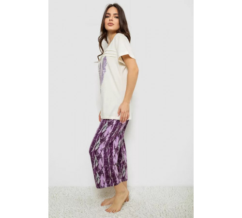 Женская пижама с принтом, цвет молочный, 243R1602-002.