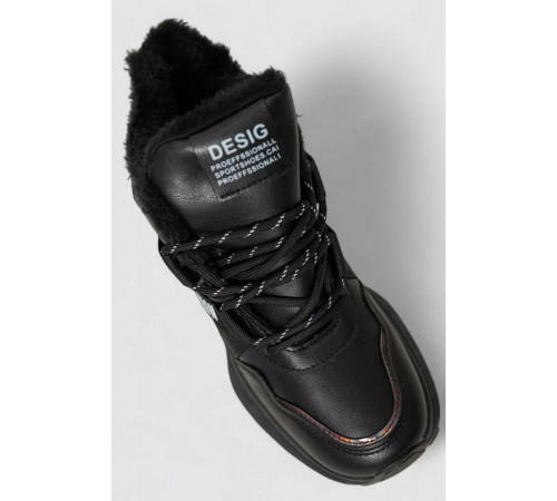 Кросівки жіночі на хутрі, колір чорний, 243R118-7