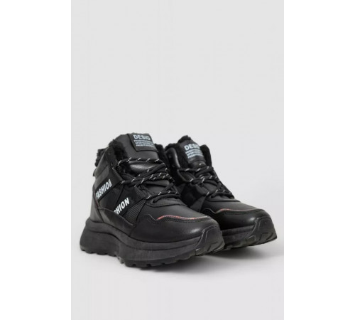 Кросівки жіночі на хутрі, колір чорний, 243R118-7