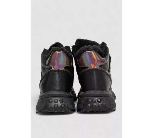 Кросівки жіночі на хутрі, колір чорний, 243R118-7