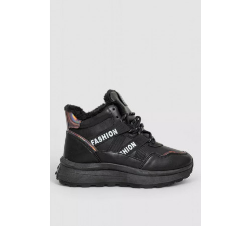 Кросівки жіночі на хутрі, колір чорний, 243R118-7