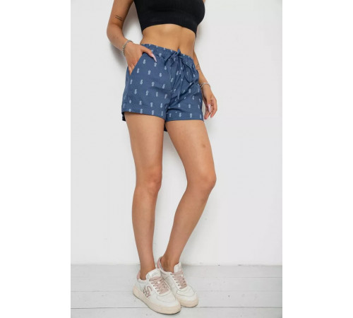 Шорти жіночі з принтом, колір джинс, 238R7164-2