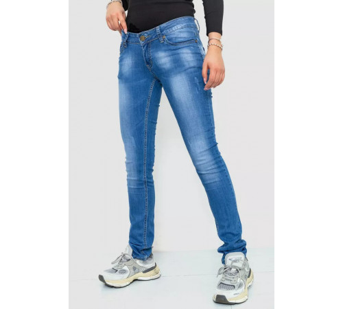 Джинси жіночі з потертостями, колір синій, 244RKL3301