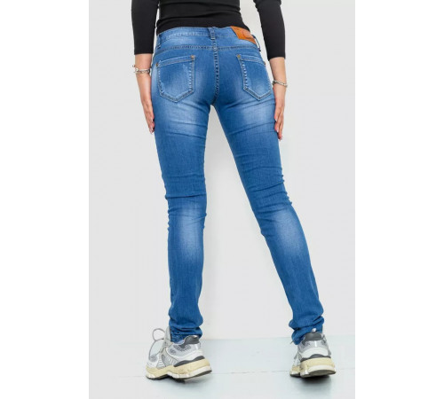 Джинси жіночі з потертостями, колір синій, 244RKL3301