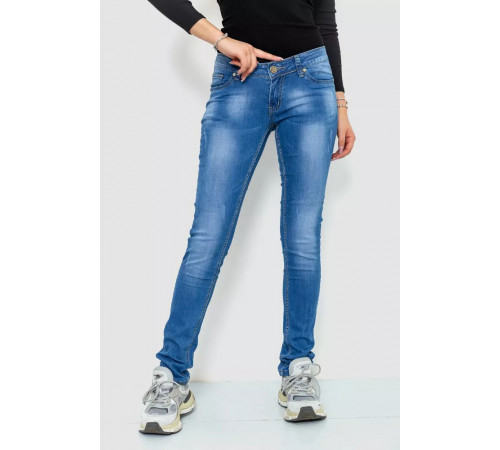 Джинси жіночі з потертостями, колір синій, 244RKL3301