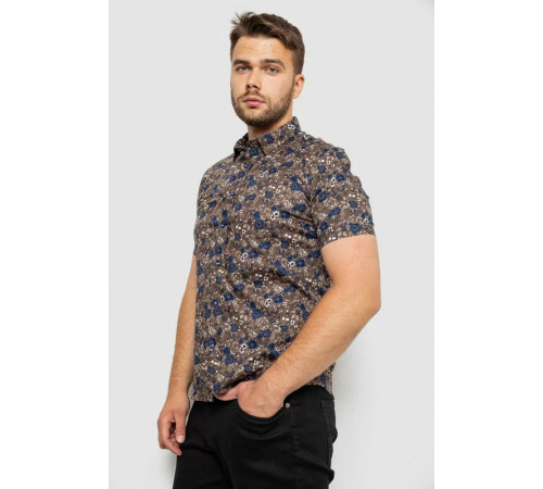 Рубашка мужская с принтом, цвет коричневый, 214R6917-10.
