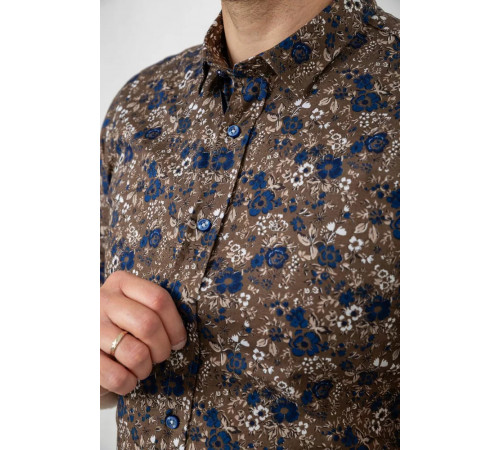 Рубашка мужская с принтом, цвет коричневый, 214R6917-10.