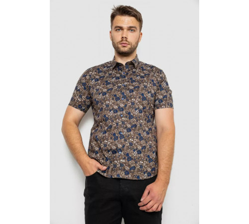 Рубашка мужская с принтом, цвет коричневый, 214R6917-10.