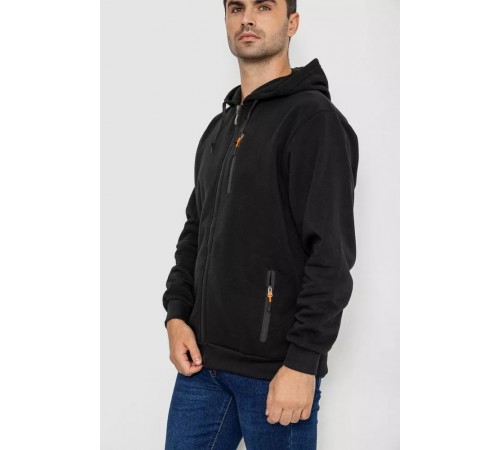 Кофта мужская на флисе с капюшоном, цвет черный, 244R2476 Кофта мужская на флисе с капюшоном, цвет черный, 244R2476