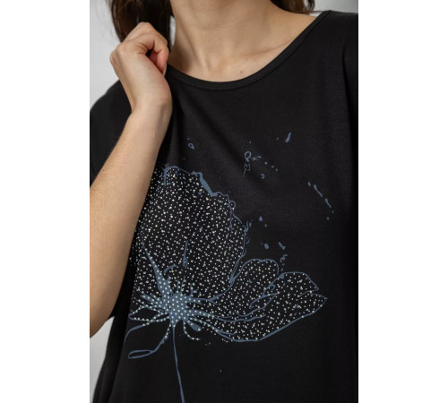 Футболка жіноча з принтом, колір чорний, 244R602