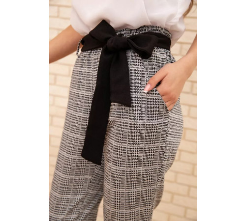 Женские укороченные брюки, в клетку, цвет Серый, 172R9313-3