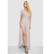 Сарафан на запах софт, колір біло-червоний, 241R173