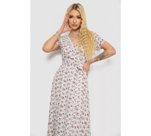 Сарафан на запах софт, колір біло-червоний, 241R173