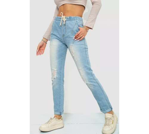 Джинсы женские на резинке, цвет голубой, 244R5006