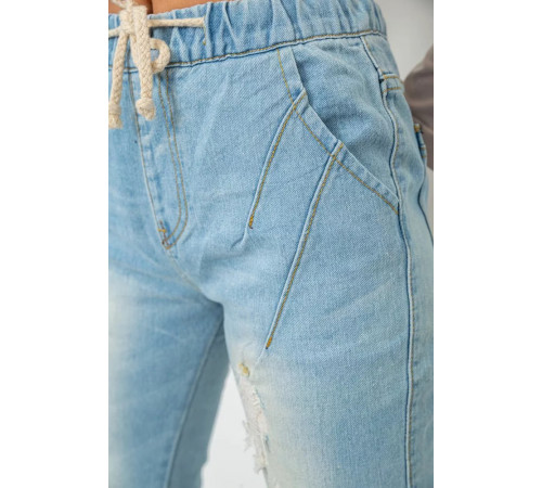 Джинсы женские на резинке, цвет голубой, 244R5006