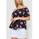 Блуза с цветочным принтом, цвет черно-сиреневый, 244R088.