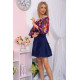 Мини-платье с цветочным принтом, темно-синего цвета, 167R306-10.