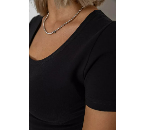 Футболка жіноча однотонна, колір чорний, 102R1101