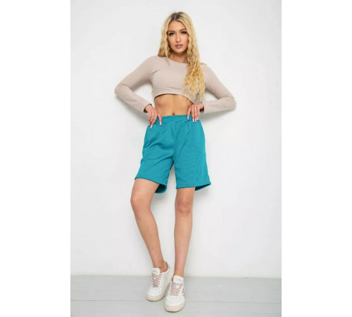 Шорти жіночі в рубчик, колір темно-бірюзовий, 238R110