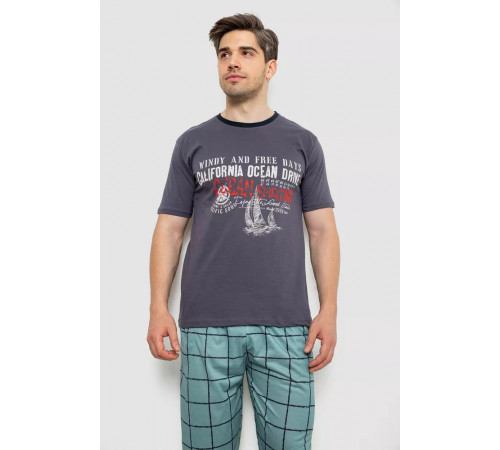 Піжама чоловіча з принтом, колір сірий, 243R2011