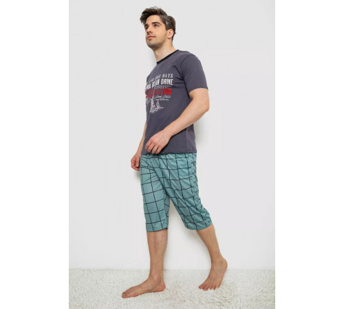 Піжама чоловіча з принтом, колір сірий, 243R2011