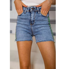 Приталені джинсові шорти, синього кольору, 164R4618