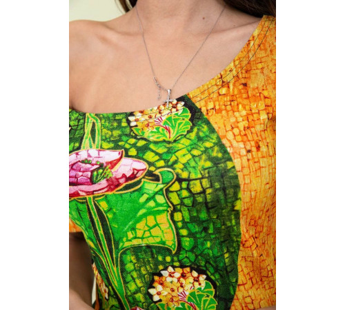 Літня сукня прямого крою, колір Зелений з принтом, 167R122-1