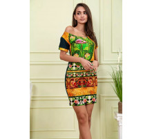 Літня сукня прямого крою, колір Зелений з принтом, 167R122-1