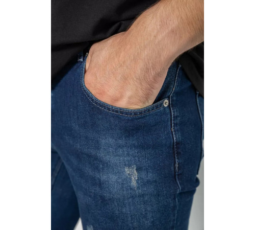 Джинси чоловічі з потертостями, колір темно-синій, 247R664-1