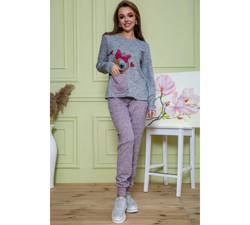 Жіночий костюм штани + кофта, сіро-пудрового кольору, 172R1211