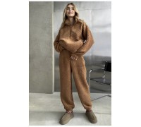 Спортивний костюм жіночий тедді коричнивого кольору 194810L
