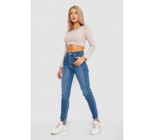 Джинси жіночі Mom-fit стрейч, колір синій, 244R1162
