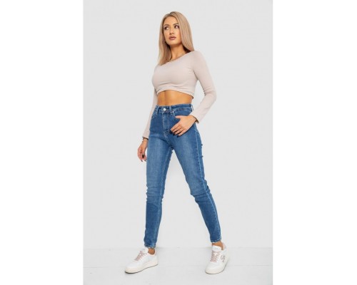Джинси жіночі Mom-fit стрейч, колір синій, 244R1162