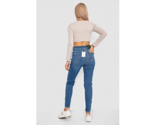Джинси жіночі Mom-fit стрейч, колір синій, 244R1162