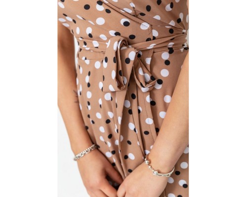 Сарафан у горох, колір мокко, 241R159 Сарафан у горох, колір мокко, 241R159