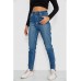Джинси жіночі Mom-fit стрейч, колір синій, 244R1136