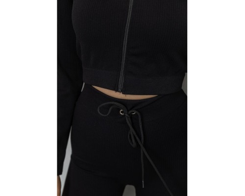 Костюм женский в рубчик, цвет черный, 244R14302 Костюм женский в рубчик, цвет черный, 244R14302