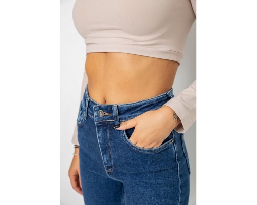 Джинси жіночі Mom-fit стрейч, колір синій, 244R1149 Джинси жіночі Mom-fit стрейч, колір синій, 244R1149
