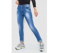Джинсы женские с потертостями, цвет синий, 244RS10