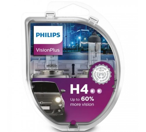 Автолампа Philips H4 VisionPlus, 2шт (12342VPS2) Автолампа Philips H4 VisionPlus, 2шт (12342VPS2)