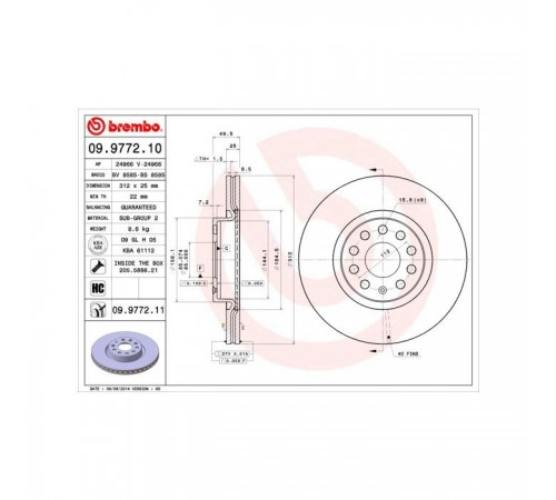 Гальмівний диск Brembo 09.9772.11 Гальмівний диск Brembo 09.9772.11
