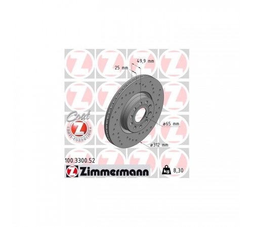 Гальмівний диск ZIMMERMANN 100.3300.52 Гальмівний диск ZIMMERMANN 100.3300.52