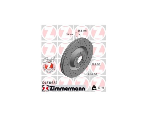 Тормозной диск ZIMMERMANN 100.3305.52 Тормозной диск ZIMMERMANN 100.3305.52