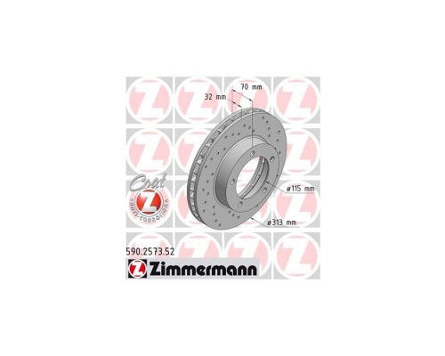 Тормозной диск ZIMMERMANN 590.2573.52 Тормозной диск ZIMMERMANN 590.2573.52
